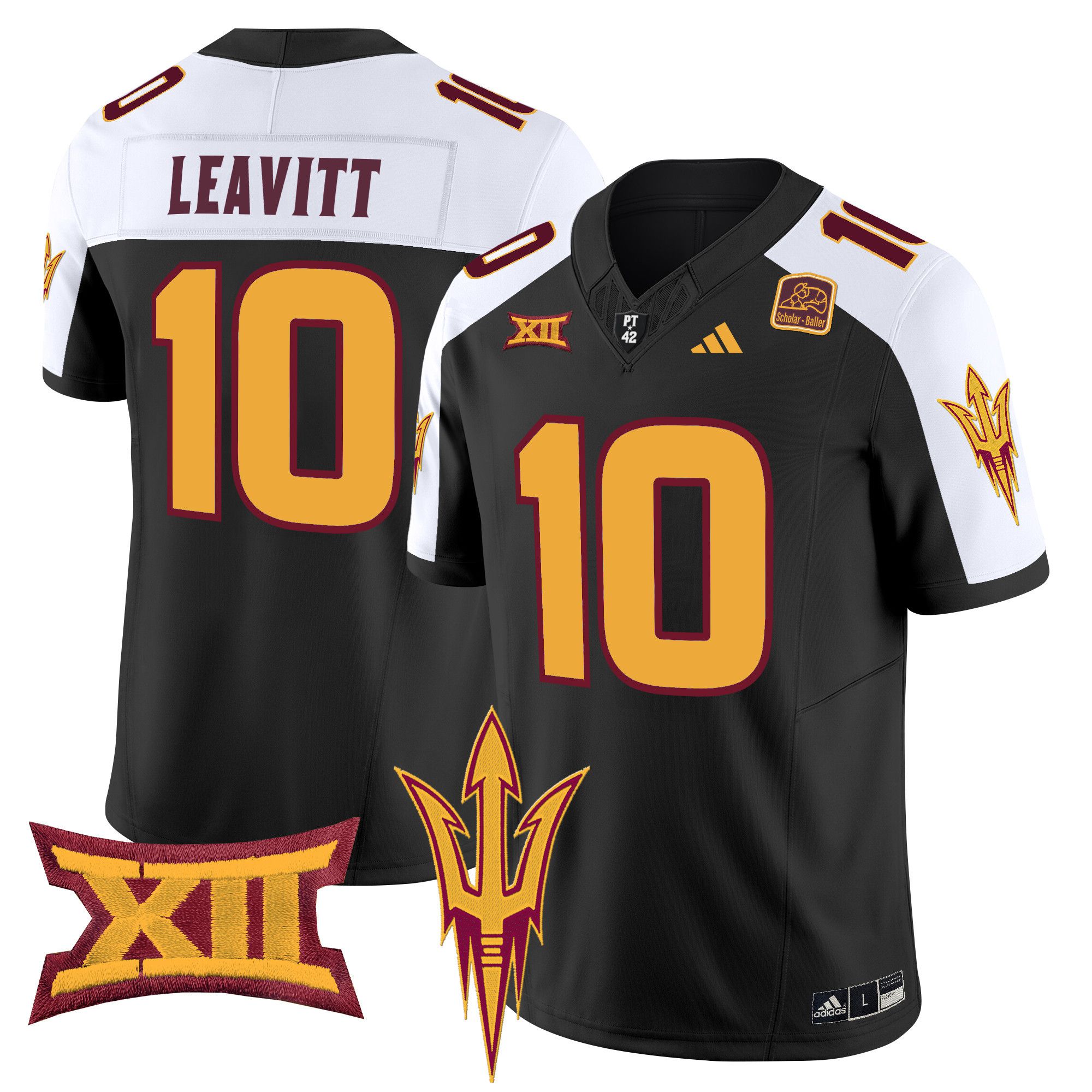 Men Arizona State Sun Devils #10 Leavitt Black 2024 Vapor Limited NCAA Jersey